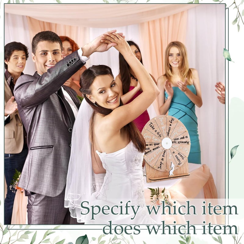 Memorywuu 11.4 Inch Spinning Wheel Erasable Raffle Spin The Wheel Game with Stand and Arrow Wooden Prize Tabletop Spinner Raffle Roulette for Wedding Family Bridal Party Baby Shower Games(Wood Color) - Image 5